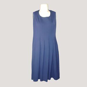 Lands End Size 12 Sleeveless A Line Midi Dress In Navy Blue